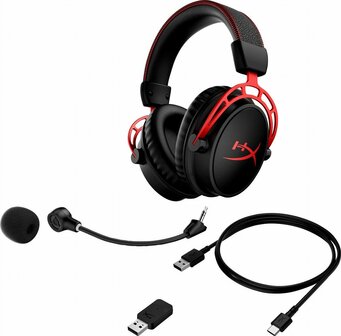 HyperX Cloud Alpha | Draadloze Over-ear Gaming Headset | USB-A | Zwart/Rood