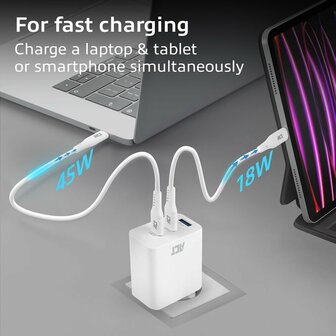 ACT AC2170 USB-C/USB-A Lader | 3-Poorts met PPS, QuickCharge &amp; GaNFast | 65W