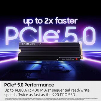 Samsung 9100 PRO | 1TB NVMe SSD | M.2 | Gen5 | 14.700MB/s | Heatsink