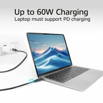 ACT AC7443 | USB 3.2 Kabel | 10Gbps | 60W | USB-C naar USB-C | 3m | Zwart