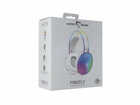 White Shark Firefly RGB | On-Ear Gaming Headset | 3,5mm Connector &amp; USB-A | Wit