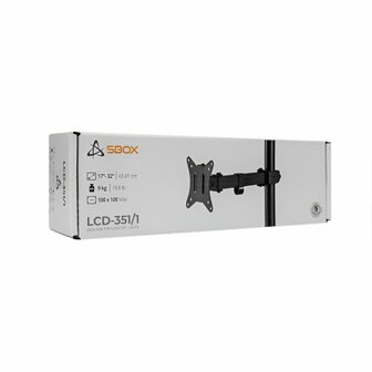 SBOX LCD-351/1-2 | Verstelbare Monitor-bureaubeugel | Tot 32&quot; | Max 9kg | VESA 100x100 | 1 Monitor