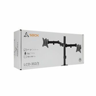 SBOX LCD-352/2-2 | Verstelbare Monitor-bureaubeugel | Tot 32&quot; | Max 9kg | VESA 100x100 | 2 Monitoren