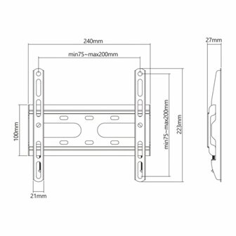 SBOX PLB-2522F-2 | TV-beugel | 23-43&quot; | Max 45kg | VESA 200x200
