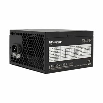 SBOX PSU-400/R Black Metal | 400 Watt ATX PSU | Power Supply | Voeding