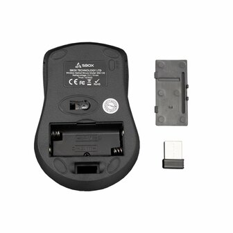 SBOX WM-109 Black | Draadloze Muis | Links- en Rechtshandig | RF | 1000 DPI | Zwart
