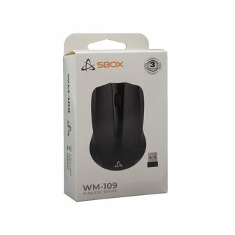 SBOX WM-109 Black | Draadloze Muis | Links- en Rechtshandig | RF | 1000 DPI | Zwart