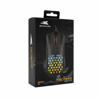 Baracuda OCTOPUS RGB | Bekabelde Gaming Muis | Rechtshandig | USB-A | 3600 DPI | Zwart