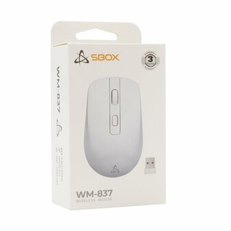 SBOX WM-837W | Draadloze Muis | Links- en Rechtshandig | RF | 1600 DPI | Wit