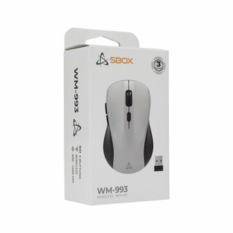 SBOX WM-993R | Draadloze Muis | Rechtshandig | RF | 1600 DPI | Zilver