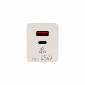 SBOX USB Oplader HC-45 | 45W | USB-A &amp; USB-C (2 Poorten) | Wit