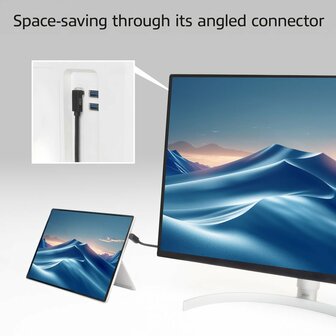 ACT AC7476 | USB 3.2 Gen 2 Kabel | USB-C (haaks boven/beneden) naar USB-C (haaks boven/beneden) | 60W | 10Gbps | 0,5m | Zwart