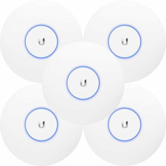 Ubiquiti UniFi UAP-AC-PRO (5-pack) | WiFi 5 Access Point (AC1750) | 1300 Mbit/s | PoE (met Adapter) | Inclusief Plafond- en Muurmontagebeugel