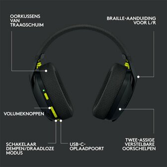 Logitech G435 Wireless Gaming Headset | Bluetooth &amp; Lightspeed | Hoofdband | Zwart