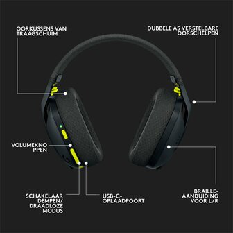 Logitech G435 Wireless Gaming Headset | Bluetooth &amp; Lightspeed | Hoofdband | Zwart