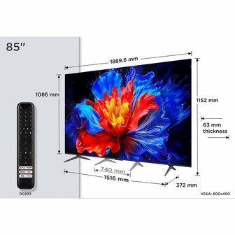 TCL 85P8K | 85&#039;&#039; Ultra HD 4K | QLED Smart TV | Wifi | Google TV | Dolby Vision | 144Hz (2025)