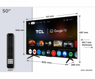 TCL 50P71K | 50&quot; 4K Ultra HD QLED Smart TV | Google TV | Dolby Vision | 60Hz (2025) | OPEN BOX