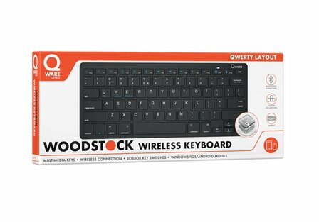 QWARE Wireless keyboard Woodstock Zwart