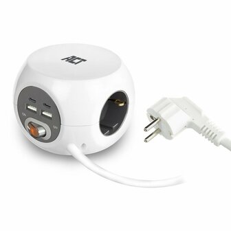 ACT AC2415 | Stekkerdoos | 3 Stopcontacten | 1,5 m | Binnen | Wit