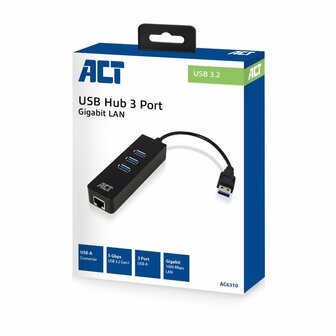 ACT AC6400 | USB 3.2 Gen 1 Hub | Type-C | 5 Gbit/s | Zwart