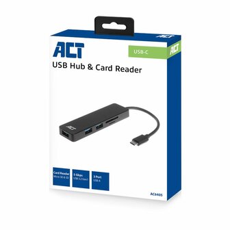 ACT AC6405 | USB 3.2 Gen 1 Hub | Type-C | 5 Gbit/s | Zwart