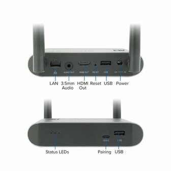 ACT Aero 4K Draadloos Presentatiesysteem (AC7960) | 4K (3840x2160) | USB-C | HDMI | Plug and Play | Multi User | Split Screen
