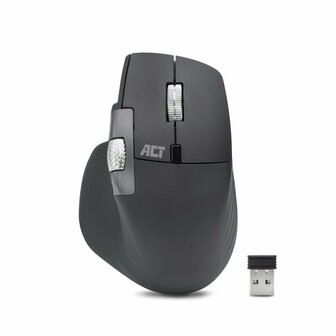 ACT AC5147 | Draadloze Multi-Connect Muis | Bluetooth en USB-A Ontvanger | Oplaadbaar | 4800 DPI | Stille Klik | Zwart