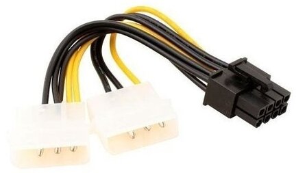 12v CABLE 8-PIN TO 4-PIN 2x MOLEX  13.5 cm POWER CABLE