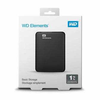 Western Digital WD Elements Portable 2.5 Inch externe HDD 1TB, Zwart