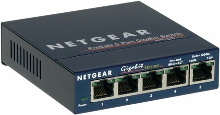 Netgear ProSAFE Unmanaged Switch - GS105 - Desktop - 5 Gigabit Ethernet poorten 10/100/1000 Mbps