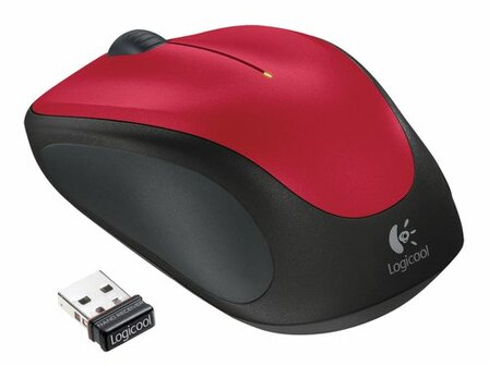 Logitech M235 | Draadloze Muis | Links- en Rechtshandig | RF | 1000 DPI | Rood/Zwart