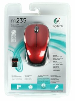Logitech M235 | Draadloze Muis | Links- en Rechtshandig | RF | 1000 DPI | Rood/Zwart