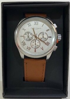 Enzo Tempo Milano heren horloge cognac bruin