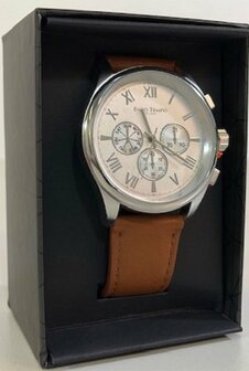 Enzo Tempo Milano heren horloge cognac bruin