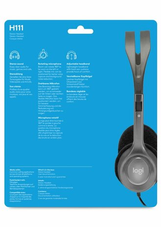 Logitech H111 | On-Ear Bedraade 3,5mm Koptelefoon met Microfoon | Grijs