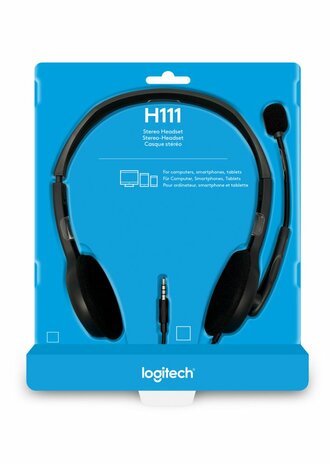 Logitech H111 | On-Ear Bedraade 3,5mm Koptelefoon met Microfoon | Grijs