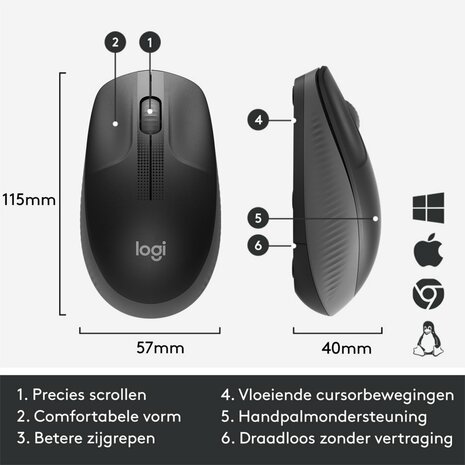 Logitech M190 Full-Size Wireless Mouse