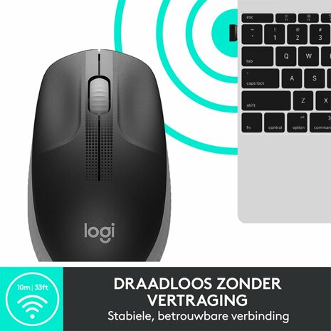 Logitech M190 | Ambidextrous Draadloze Muis | RF-Draadloos | 1000 DPI | Grijs
