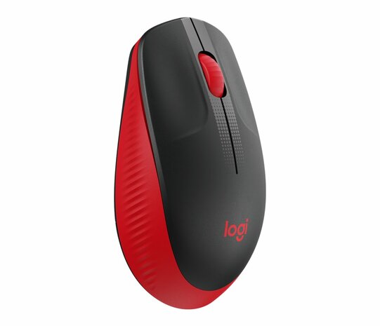 Logitech M190 | Ambidextrous Draadloze Muis | RF-Draadloos | 1000 DPI | Zwart/Rood