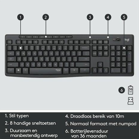 Logitech MK295 Silent | Draadloze Muis en Toetsenbordcombo | QWERTY