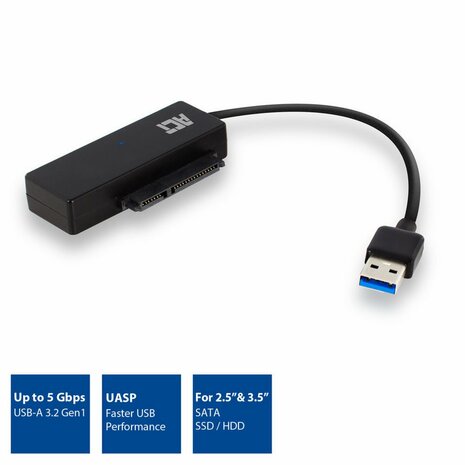 ACT AC1515 | 2,5 inch & 3,5 inch SATA HDD/SSD naar USB 3.2 Gen 1 Adapter