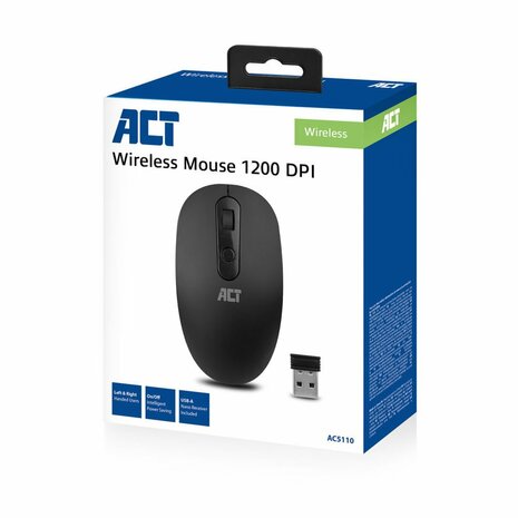 ACT AC5110 | Draadloze Muis | RF-Draadloos | 1200 DPI | Zwart