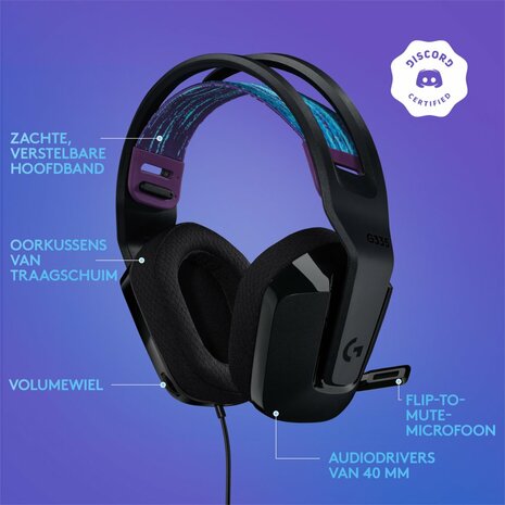 Logitech G335 | On-Ear Gaming Headset 3,5mm Connector | Zwart