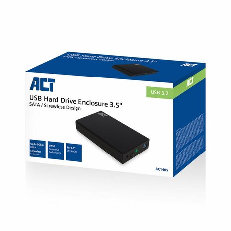 ACT AC1405 behuizing voor opslagstations HDD-/SSD-behuizing Zwart 3.5"