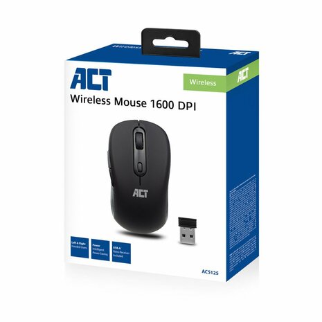 ACT AC5125 | Draadloze Muis | RF-Draadloos | 1600 DPI | Zwart