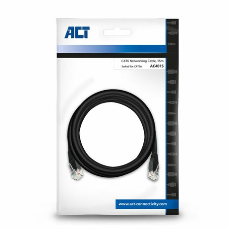 ACT netwerkkabel | Cat6 | U/UTP (UTP) | 15 m | Zwart | AC4015