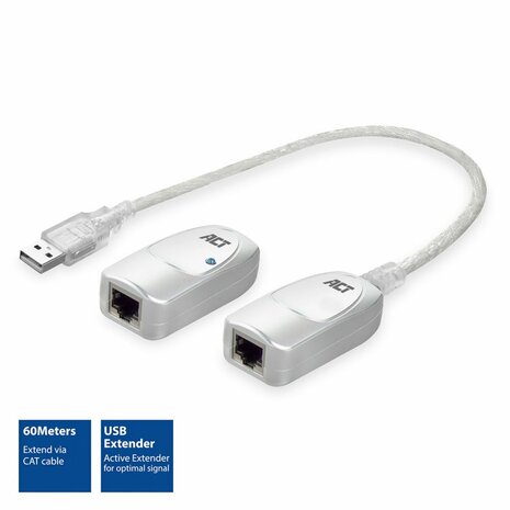 ACT USB-extender set | Over UTP | Tot 60 meter | AC6060