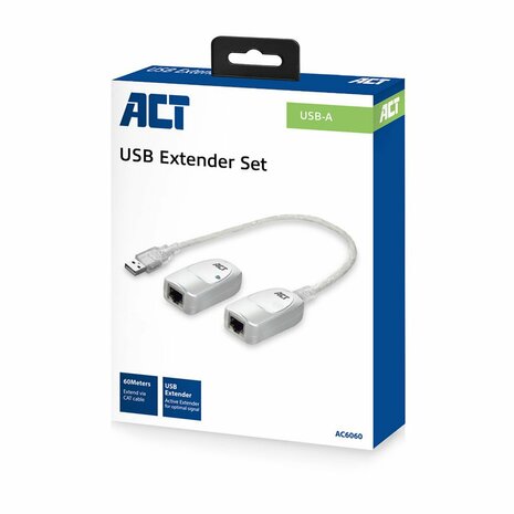 ACT USB-extender set | Over UTP | Tot 60 meter | AC6060