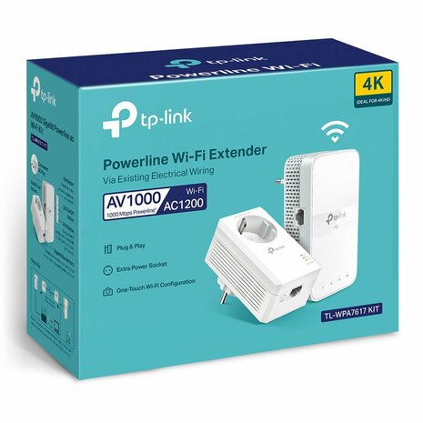 TP-Link TL-WPA7617 KIT PowerLine-netwerkadapter 1200 Mbit/s Ethernet LAN Wifi Wit