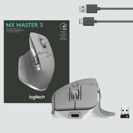 Logitech MX Master 3 muis Rechtshandig RF-draadloos + Bluetooth Laser 4000 DPI